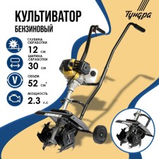 Cultivator gasoline tundra, 2.3 hp, 1700 watts, 1 speed, width 30 cm, depth 12 cm
