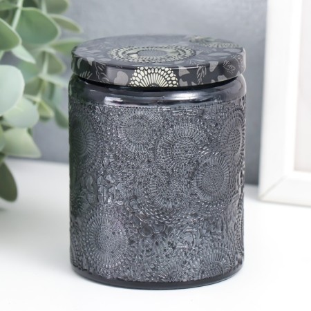 Bank for candles glass with a “flower” lid, cylinder, galvanic 9x7x7 cm-1