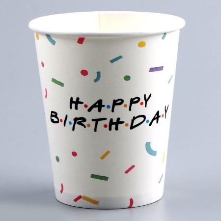 Set of paper dishes disposable Happy Birthday: 6 plates, 6 glasses-5