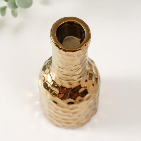 Ceramics candlestick per 1 candle "bottle" d = 1.5 cm gold 6x6x15 cm-2