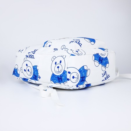Youth backpack on lightning from textiles, 4 pockets, white/blue color-4