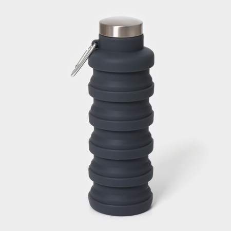 A bottle of water is folding, 500 ml, silicone, 7 × 21 cm, gray color