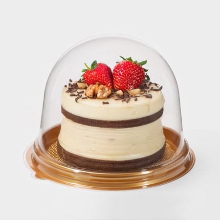 Container plastic disposable pr-S-85D, round, cover, D = 11 cm, golden color-1