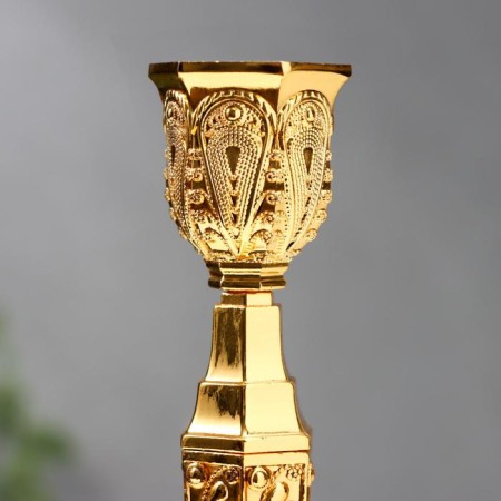 Summary Metal for 1 candle "Pattern" gold 25x10x10 cm-3