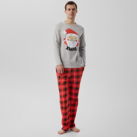 Pajama New Year's male KAFTAN "Santa", red/gray color, size 54-11