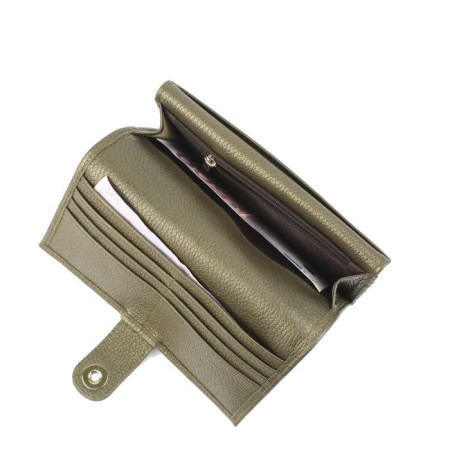 Wallet, magnet, 14 pockets, 1 department for trifles, n/k olive metallic-2