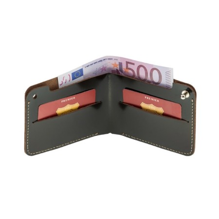 Wallet, kobovnaya button, brown, dark, smooth-1