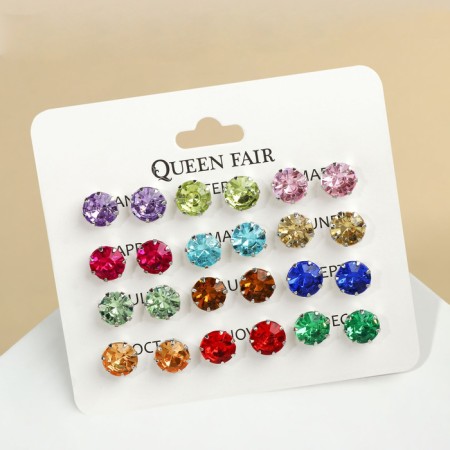 Pusets 12 pairs "Fantasy" Large D = 10 mm, colored in silver-1