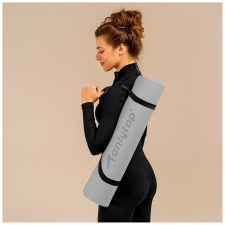 Fitness and yoga mat, 183x61x0.6 cm, gray/black color-6