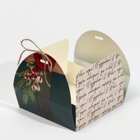 Box the team "New Year's Parcel", 16 x 16 x 6 cm, New Year-5