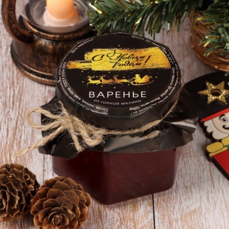 Golden deer jam from mountain raspberries, 100 ml-3