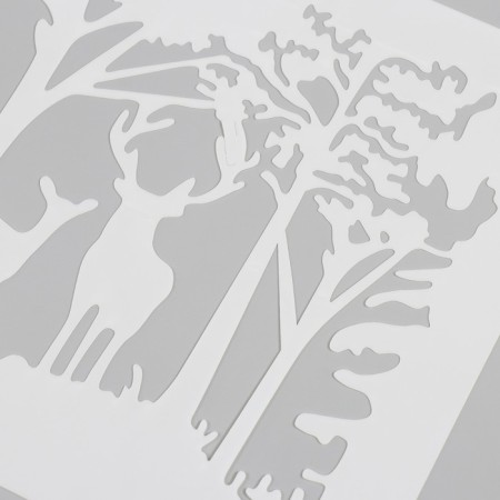 Stencil plastic "deer in the forest" 21x29.7 cm-2