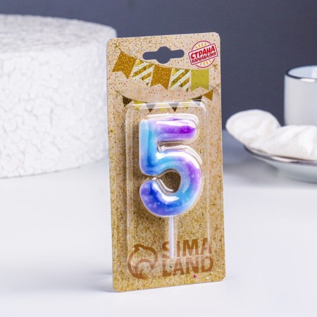 Candle in the cake on the skewer "Galaxy", the number 5, 5.5 cm-1