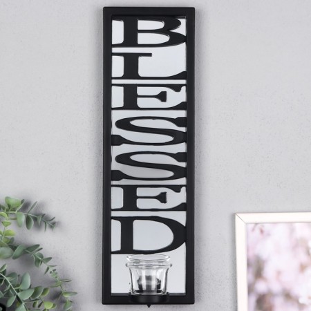 Climber Plastic, glass on 1 candle "Reflection of blessing" d-4 cm black 8x12x41 cm-1