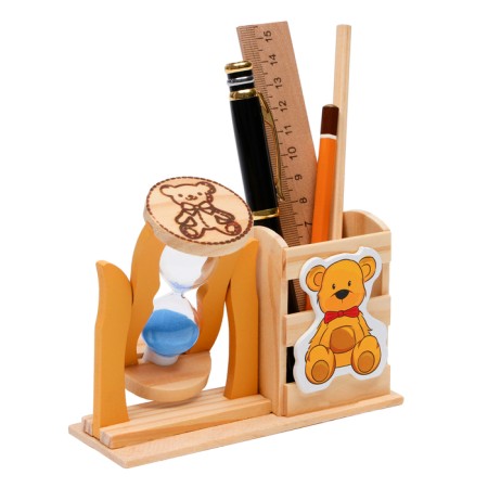 Sanding clock "Bear", souvenir, with a pencil, 13.5 x 13.5 x 10 cm, blue-1