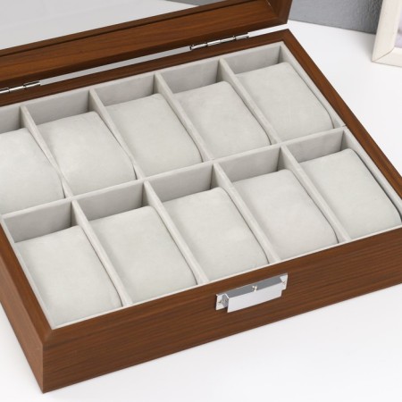 Casket wood for clock 10 departments "Brown" 7.5x21x26 cm-3