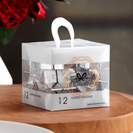Candle in the sleeve "Star", set of 12 pcs, silver shit-3