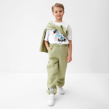 Children's pants Minaku: Crush, olive color, height 116 cm-6