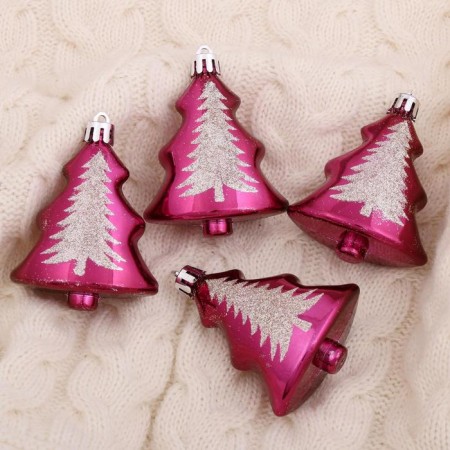 Jewelry decoration "Double Christmas tree" 6x7 cm (set 4 pcs)