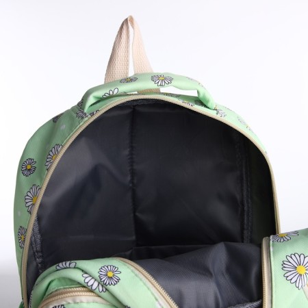 A backpack with a zipper, bag, cosmetic bag, green color-5