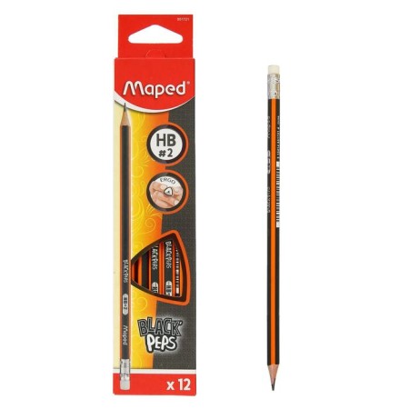 Pencil Chernographic Maped Black Peps HB, three -sided, with an eraser