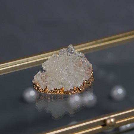Mountains organizer for storage, with a lid, glass, with a mirror -bottom, 1 section, 21.5 × 10.5 × 7.5 cm, the color is transparent/copper-7