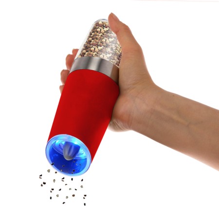 Electric mill Luazon Let-005, gravitational, plastic, from batteries, red-2