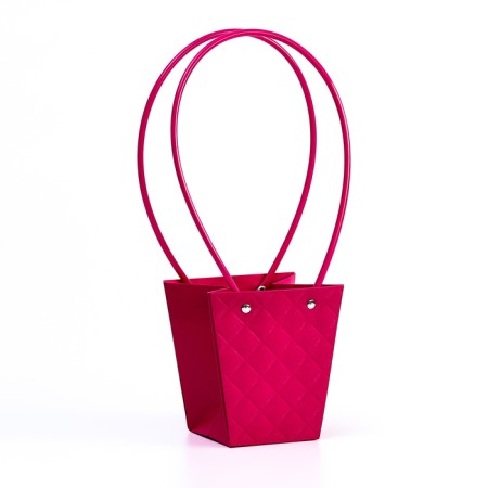 Bag for flowers embossed raspberry moisture-resistant, 12x12-8x8-12.5 cm-1