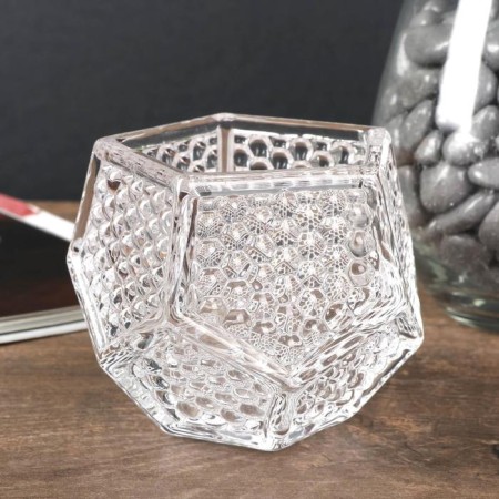 Glass of Glass for 1 candle "Dodecahedron" Transparent 6x8x7.5 cm