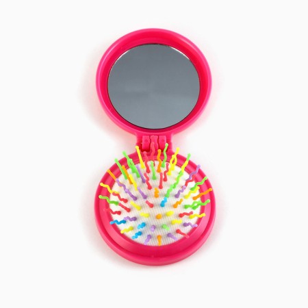 The comb is massage, folding, with a mirror, 6 × 6 x 3 cm, color pink mix
