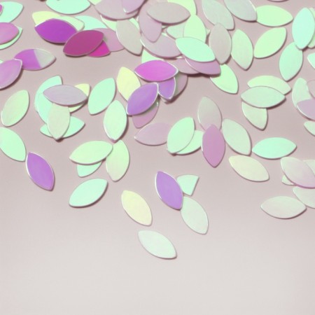 Sequins for the decor of the nails "petals", holographic, white-1