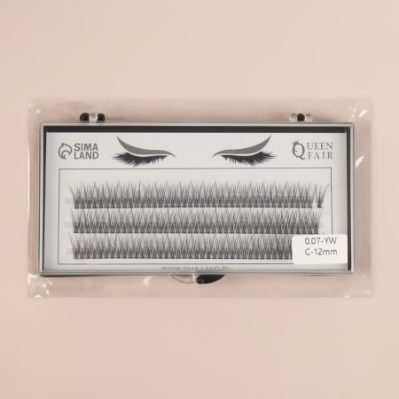 A set of overhead eyelashes "Lastochkin tail", bundles, 12 mm, thickness 0.07 mm, bend C, 12 D-5