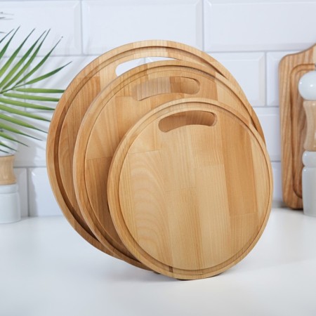 A set of cutting boards from birch without a stand, 3 pcs, 20x20, 24x24 and 26x26 cm
