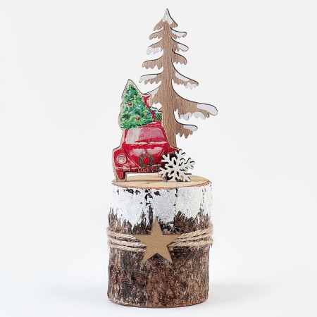 New Year's decor "New Year's car on the stump" 7 × 7 × 17 cm-3