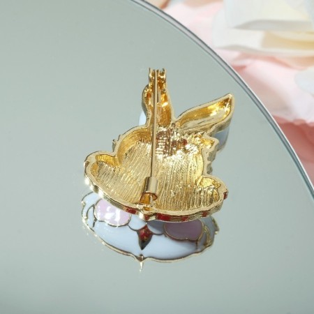 Brooch "Rabbit" Rush cheeks, the color of the white blue in gold-2
