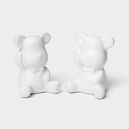 Set for spices of the share "Stylish Bear", 2 items: Solonka 30 ml, pipe 30 ml, white color-6