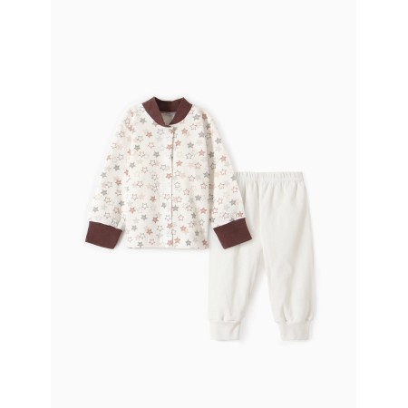 A set for a newborn (blouse/pants) "stars", beige color, height 62 cm
