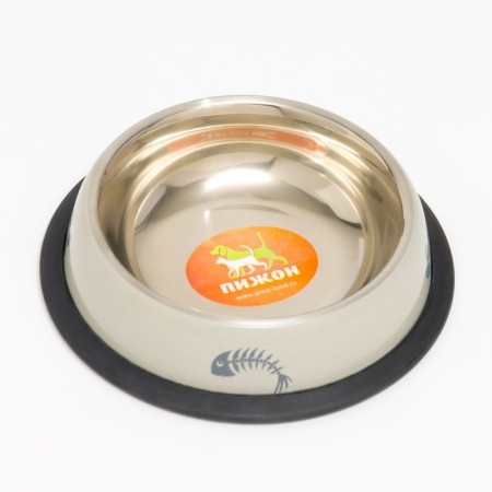 A bowl with a non -slip base with a print, 225 ml, beige-2