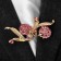 Cardigan clamp "Berries", raspberry color in gold