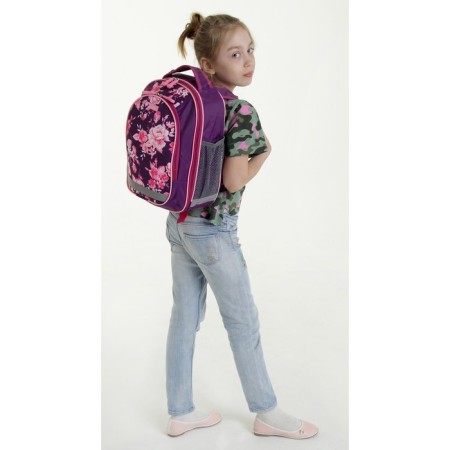 School backpack, 37 x 27 x 16 cm, ergonomic back, calligrata b "Flowers", lilac-12