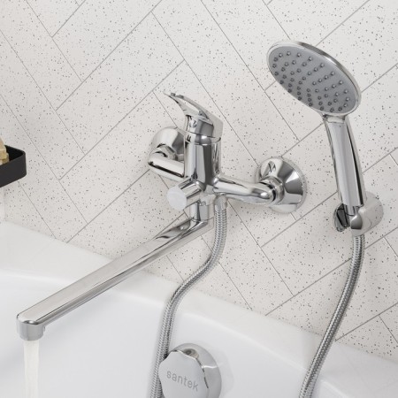 Santek Bus Bath mixer, long spout, with accessories, chrome-4
