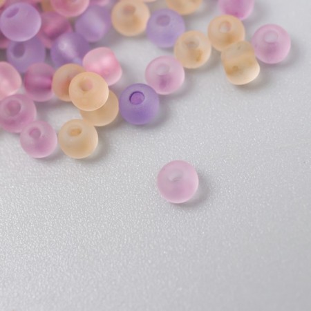 Glass 8/0 "Matte translucent. Melange pink" 10 g-1