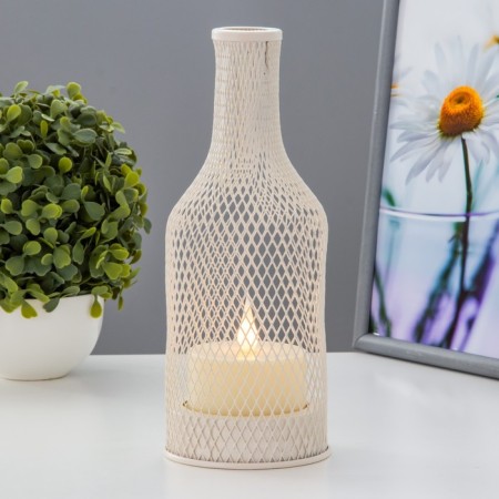 Nightlight "lantern with a candle" LED from batteries 2haa white 9.5x9.5x25.5 cm Risalux-1