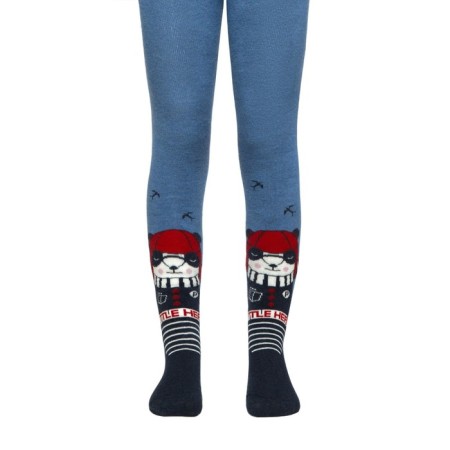 Children's tights with drawings CONTE KIDS Sof-Tiki, height 104-110 cm, color light jeans