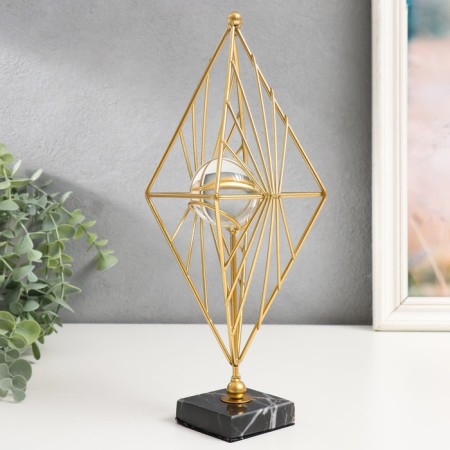 Souvenir interior metal, glass "Geometric rhombus" gold 28x13x13 cm