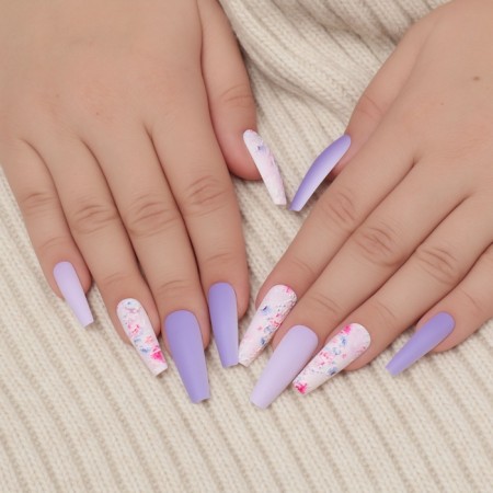 Spring overhead nails, 12 pcs, with adhesive plates, ballerina shape, multi -colored-8