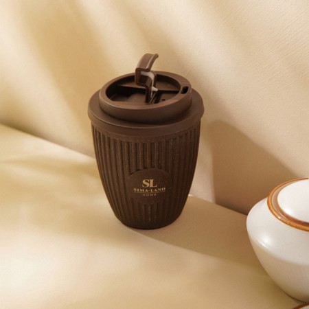 A glass with a lid SL Home, 250 ml, 9.5 × 9.5 × 12.5 cm, brown color-6