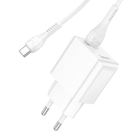 Network charger Hoco C98A, 1 USB, 18 W, QC, Type -C cable - USB, 1 m, white-1