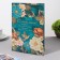 Postcard "Happy Anniversary!" Congrev, embossing, turquoise background, flowers, 38x29 cm
