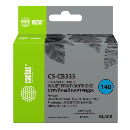 Inkjet cartridge Cactus CS-CB335 No. 140, for HP DJ D4263/D4363, 17 ml, black color
